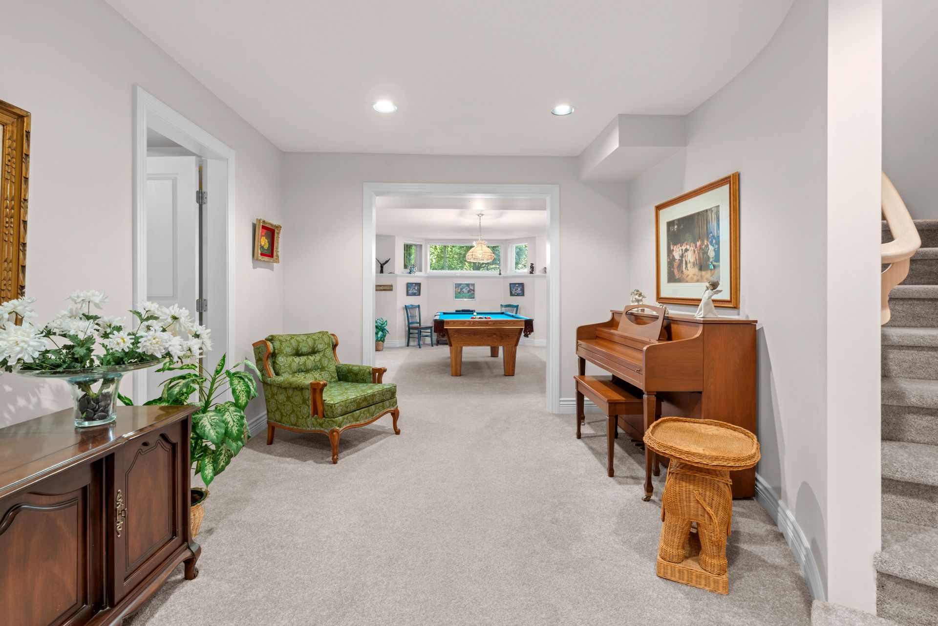 Lower level entry looking toward the games room