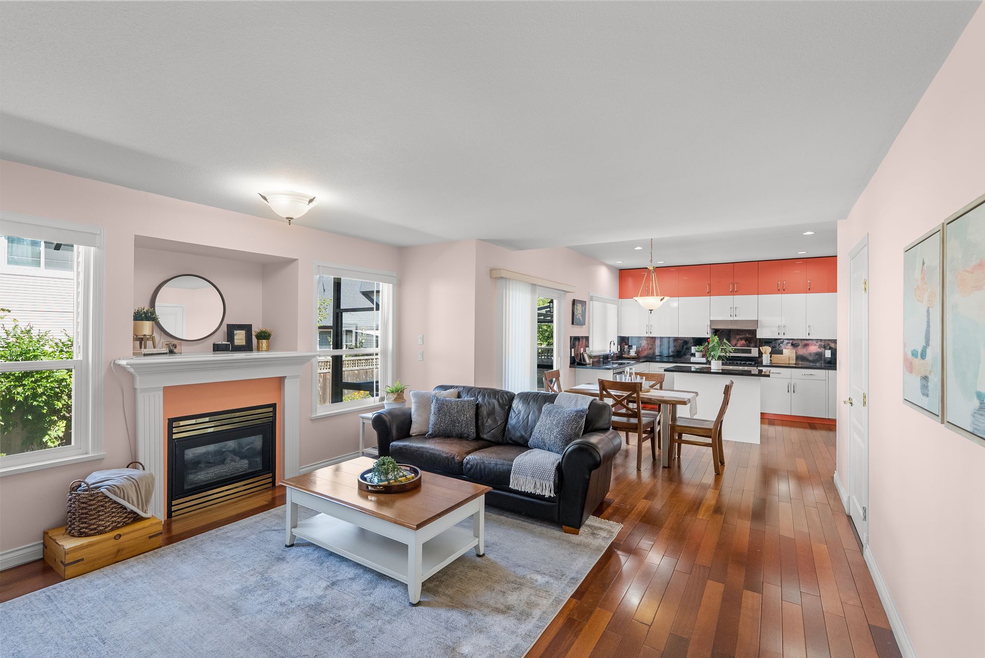 Family room open to the kitchen
