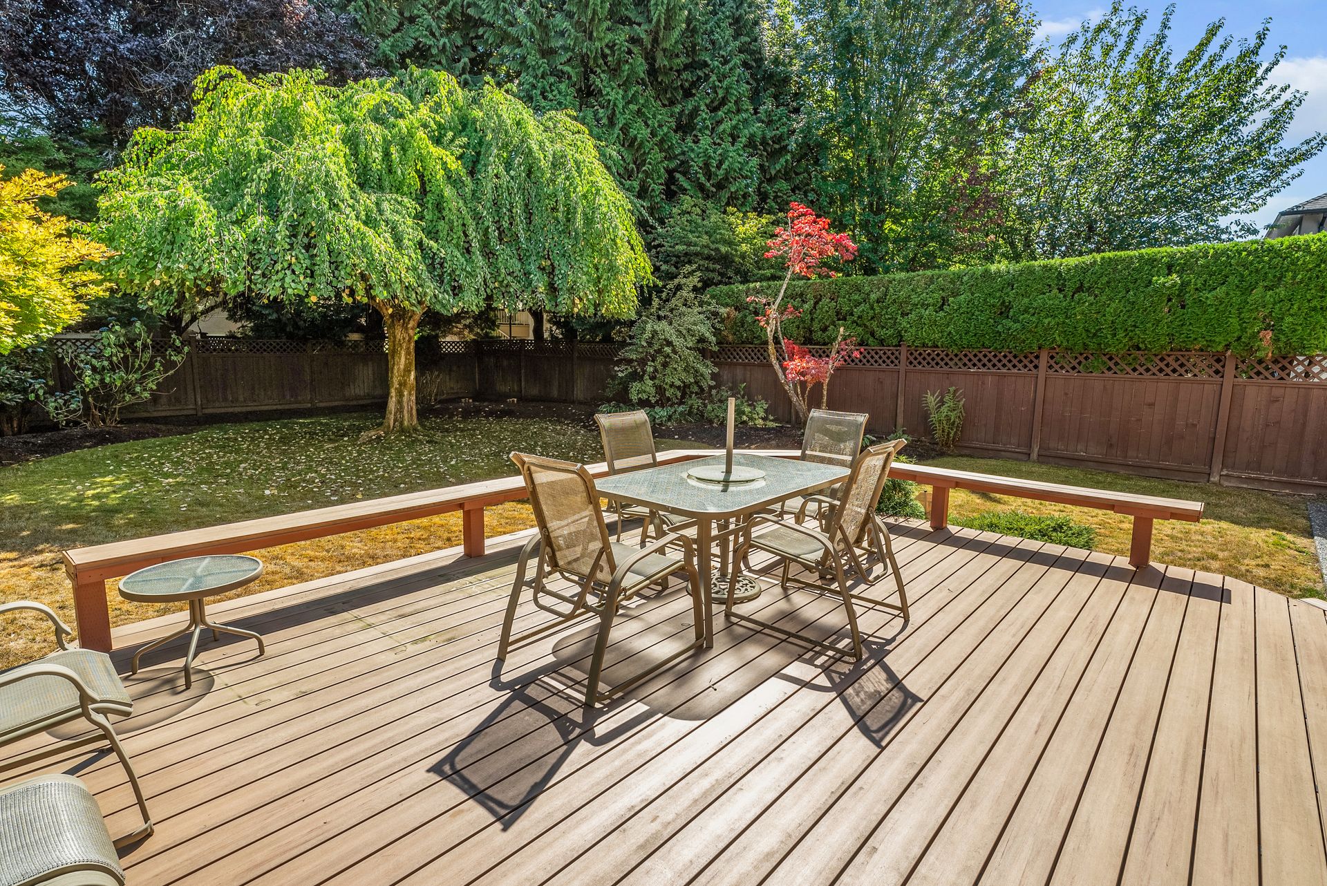 Deck with an outdoor dining set