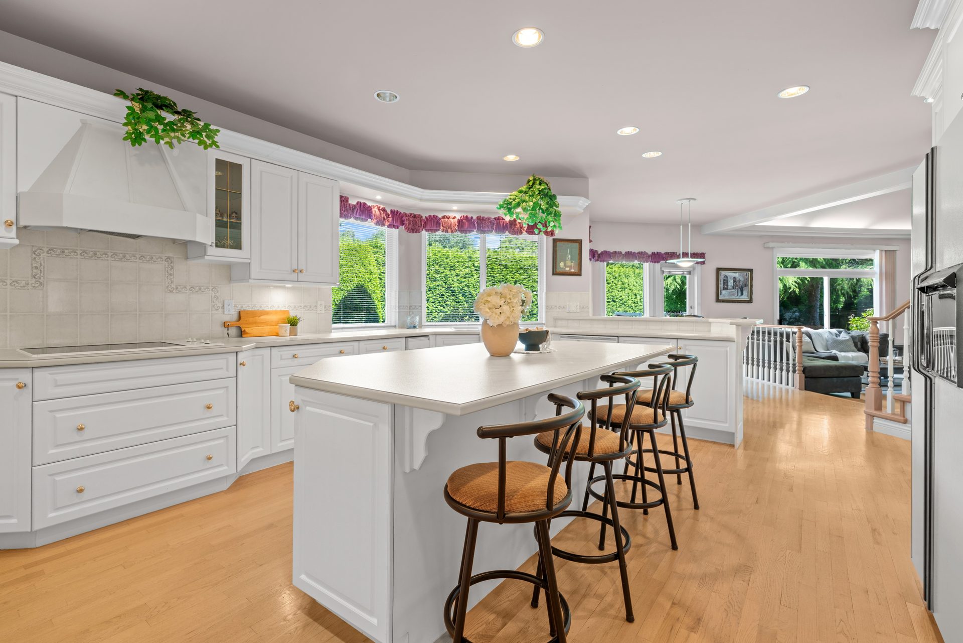 White kitchen with a large island